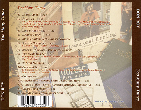 "Too Many Tunes" back cover
